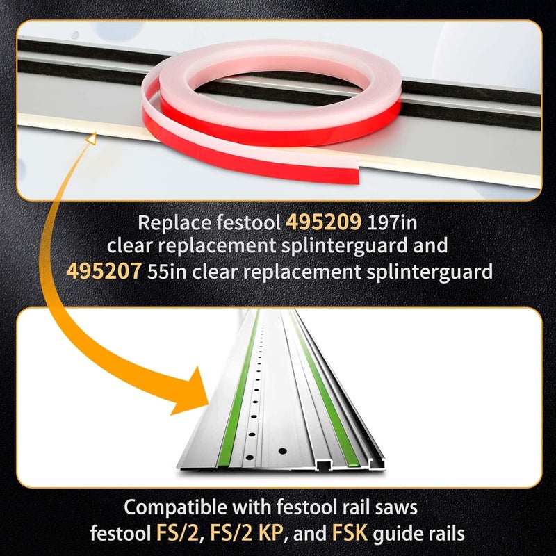 Feikeer 495209 for festool Splinter Guard Replacement Strip FS-SP 5000 Ideal for festool Track Saw Guide Rail 197 x 27/32 x 1/16 Inch Tape Edge for festool Track Saw Accessories - Image 4